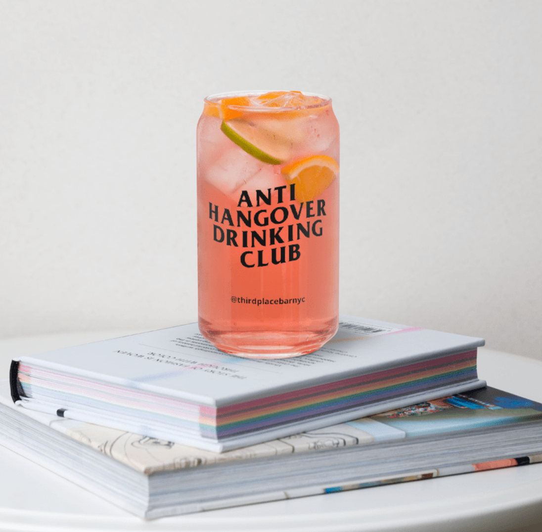 ANTI HANGOVER DRINKING CLUB 16 oz can shaped glass